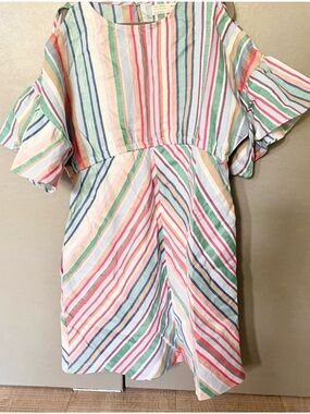 Zara Striped Linen Dress Size 10 Colorful Summer Beach Boho